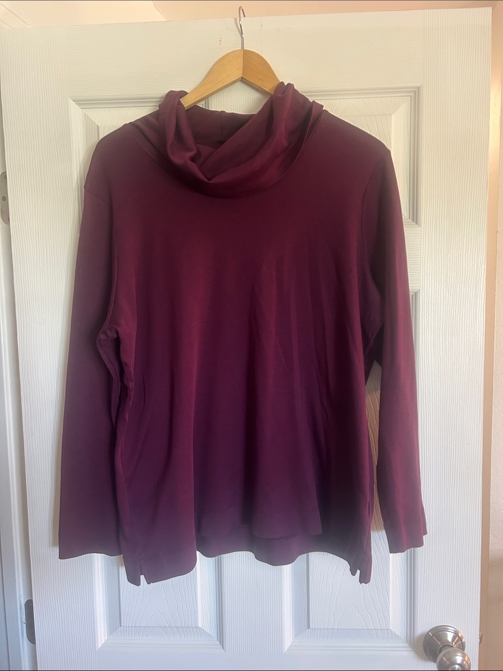 L.L. Bean Women's Long-Sleeve Cowl Neck Top in Plum